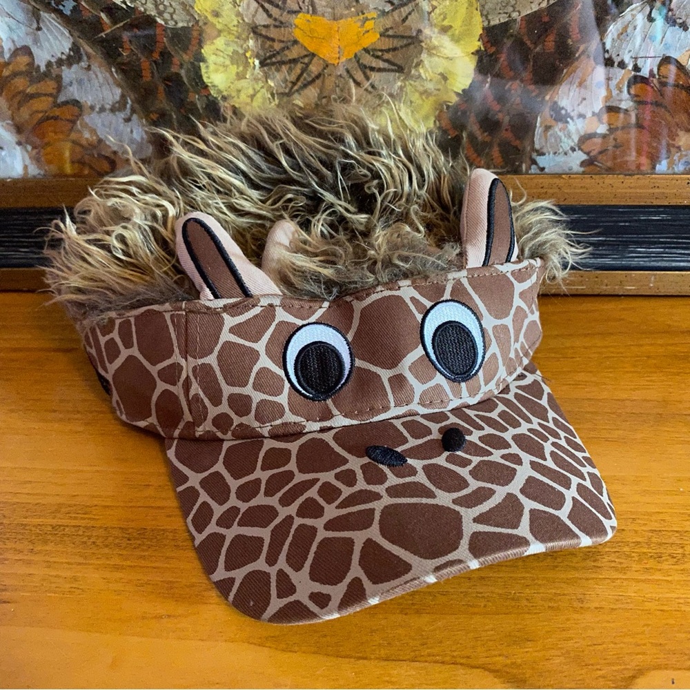 SOLD Flair Hair Mens Golf Sun Visor Cap with Fake Hair Wig Faux Fur Giraffe - Picture 1 of 9